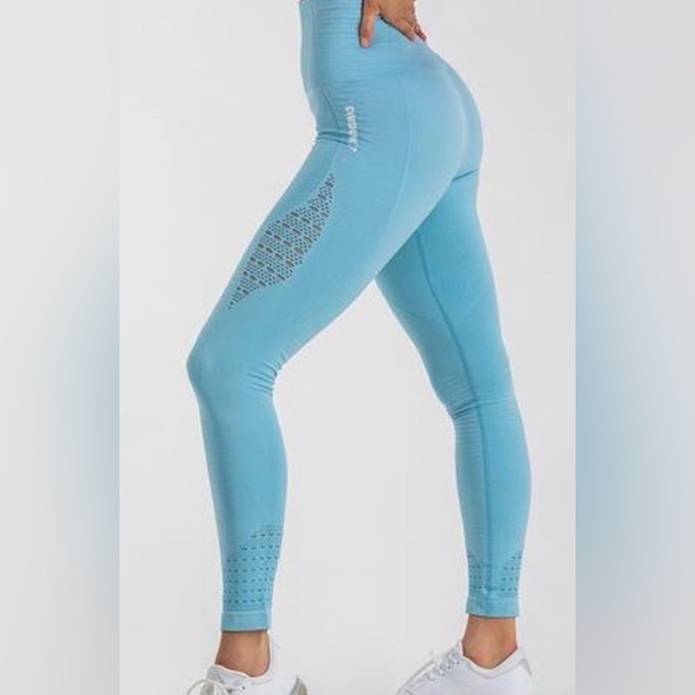 Gymshark Energy Seamless Leggings in Sky Blue